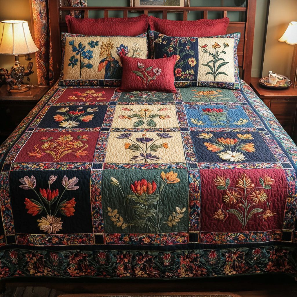 Wildflower Rows Quilted Bedding Set King Size Comforter Useful Gift for Dad