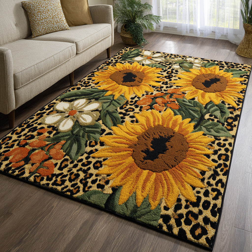 Wildflower Sunflower Area Rug Floor Rugs Good Christmas Gifts For Girlfriend