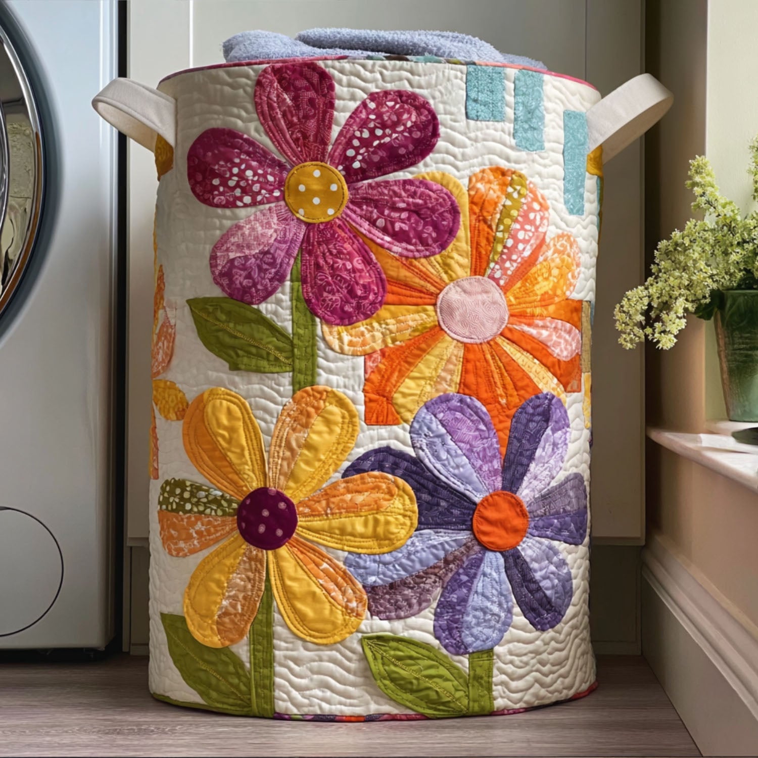Wildflower Waltz Quilted Laundry Basket Top Choice For Housewarming
