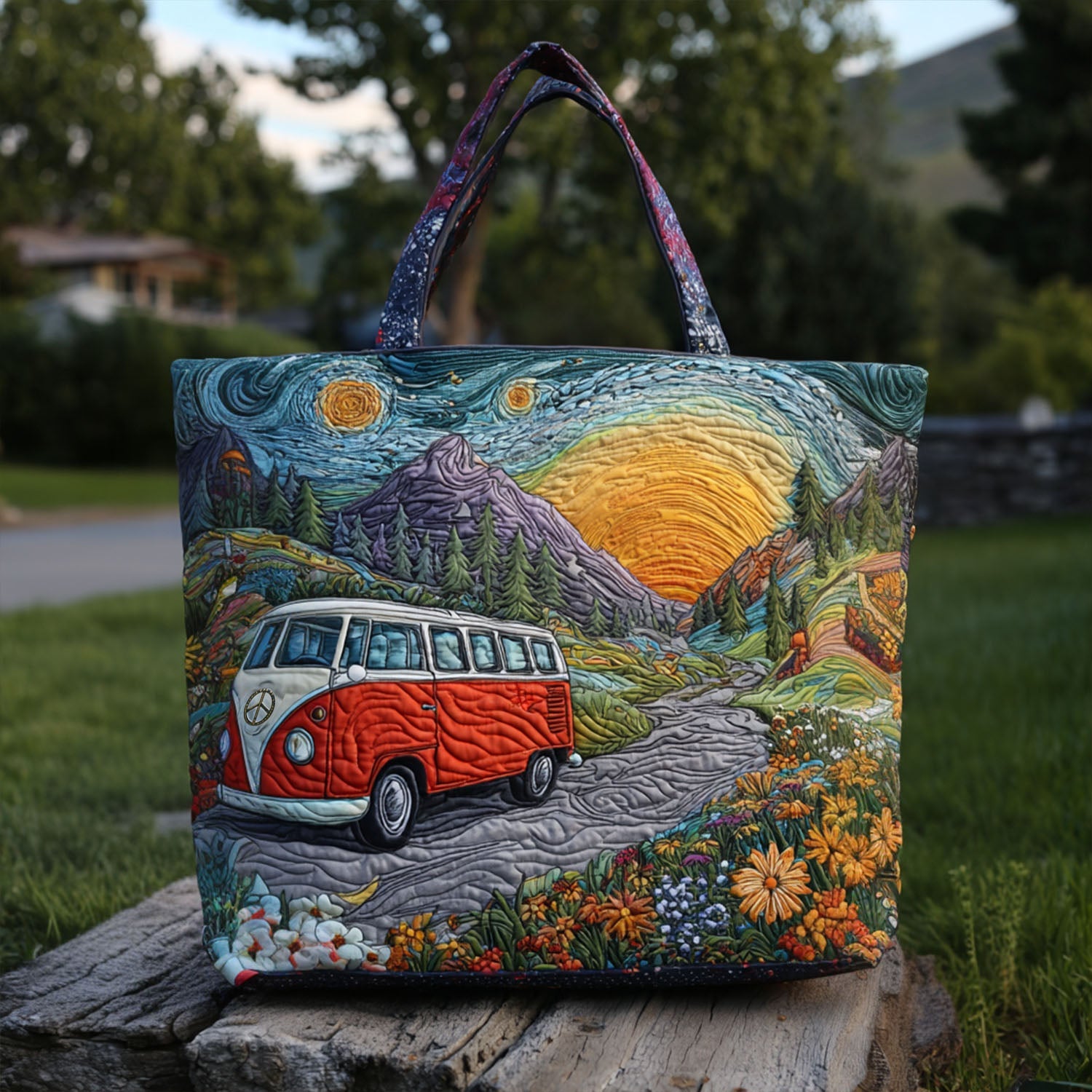 Wildflower Wanderer Quilted Tote Bag Gift For Camper