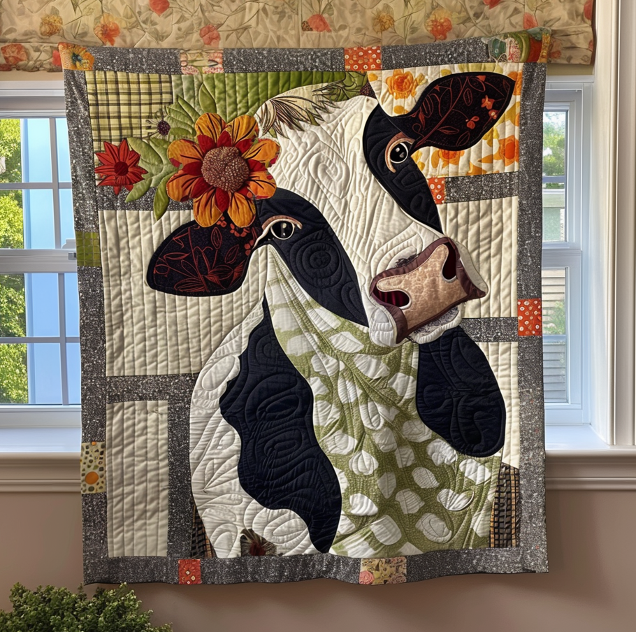 Wildflower Wandering Quilted Blanket Presents For Cow Lovers