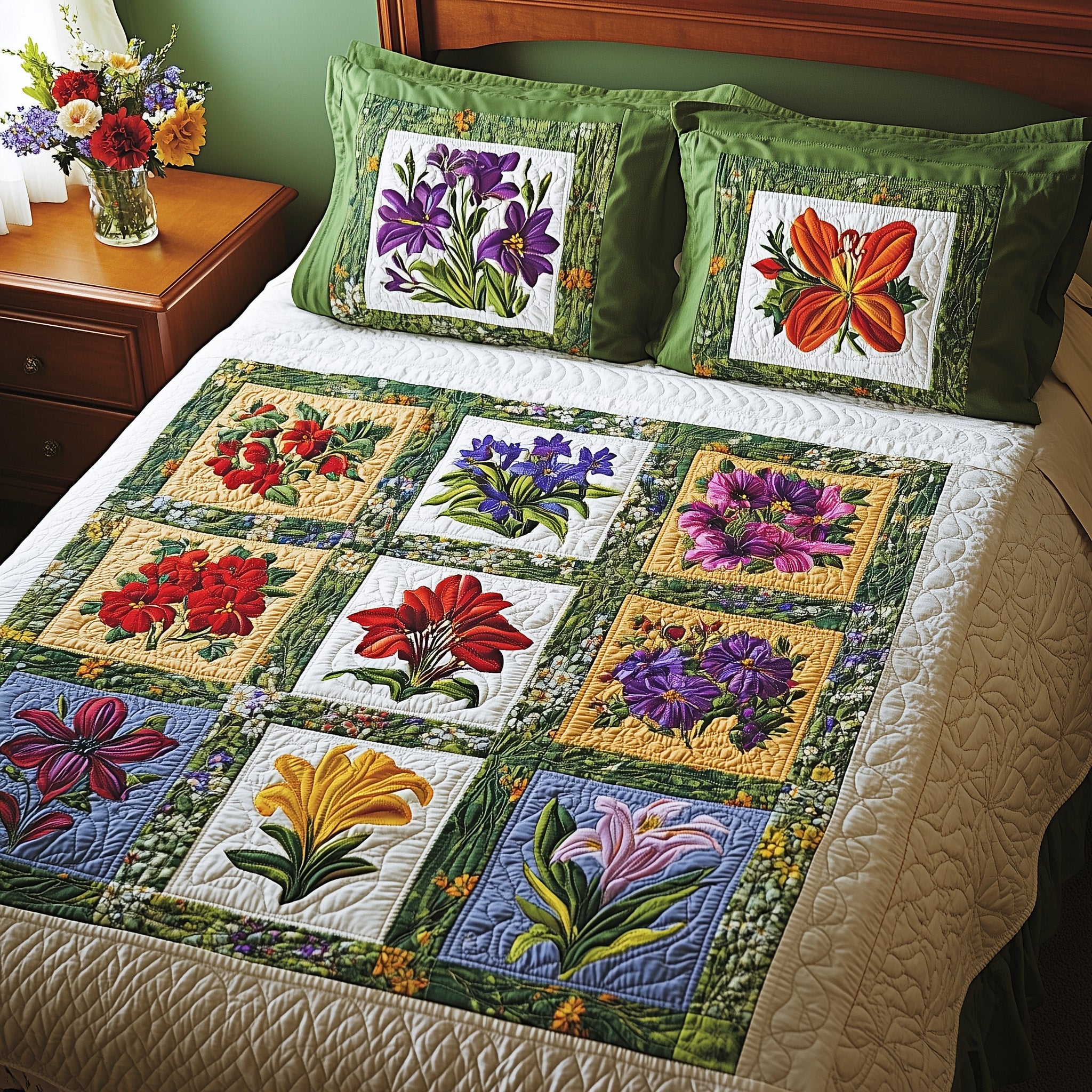Wildflower Whisper Quilted Bedding Set Duvet Cover Bed Sheet Mummy Gifts From Daughter