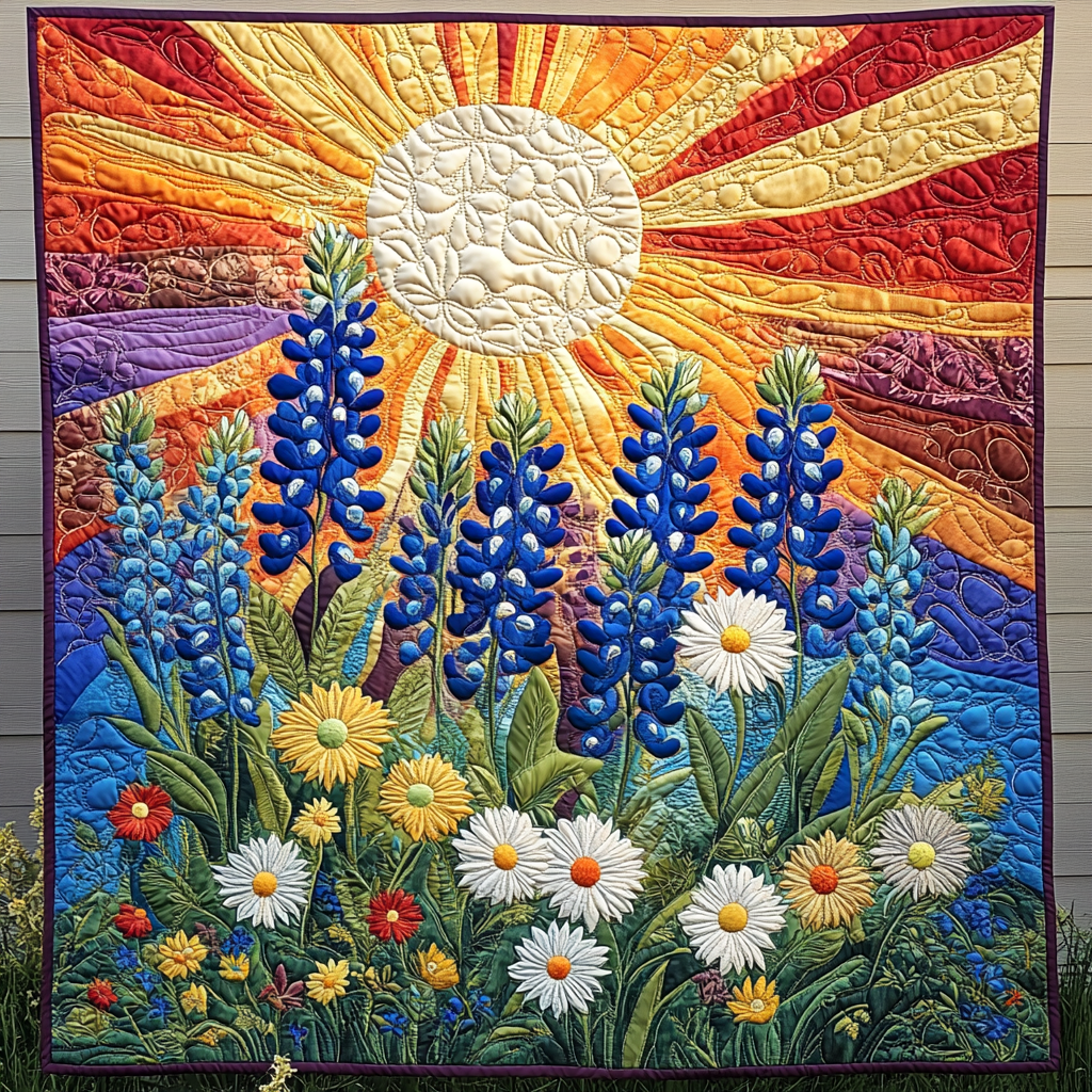 Wildflower Wonderland Quilted Blanket Texas Bluebonnet Throw Blanket Family Christmas Presents