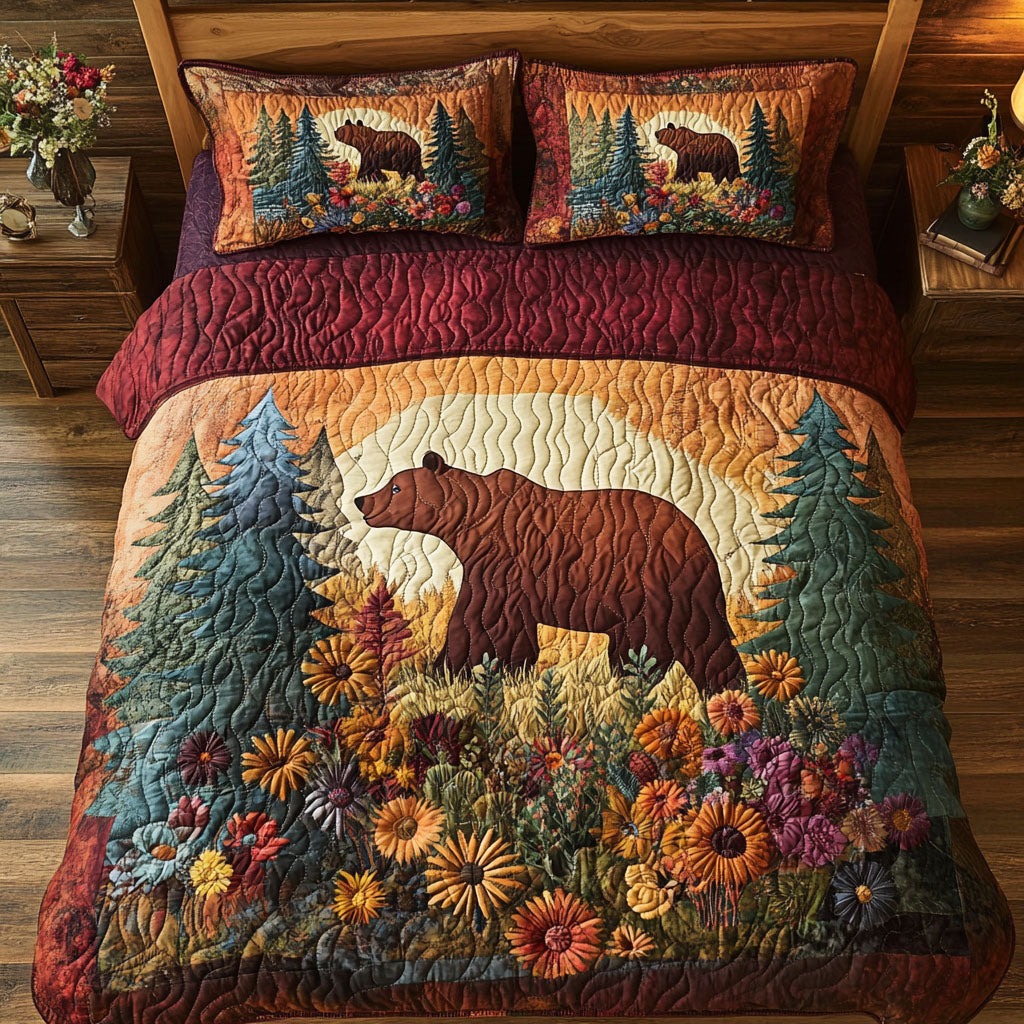 Wildflower Woods Quilted Bedding Set Bedroom Decorations Gift For Wildlife Lovers