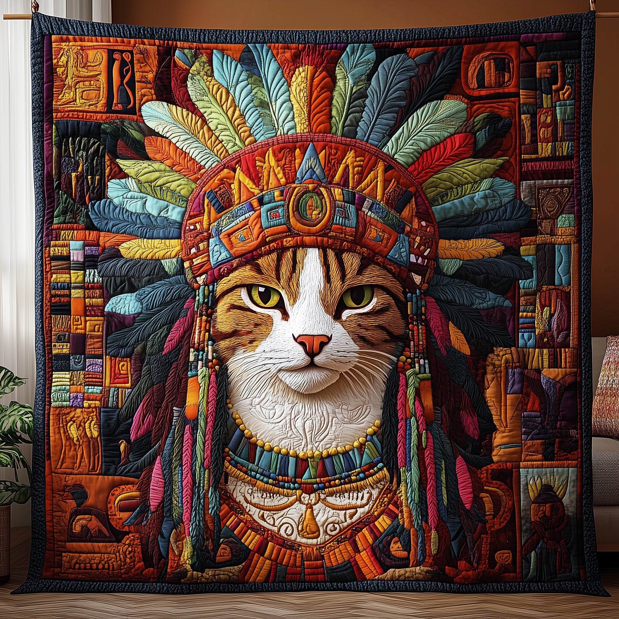 Wildheart Feline Quilted Blanket Sofa Throw BlanketUnique Cat Gifts For Cat Lovers