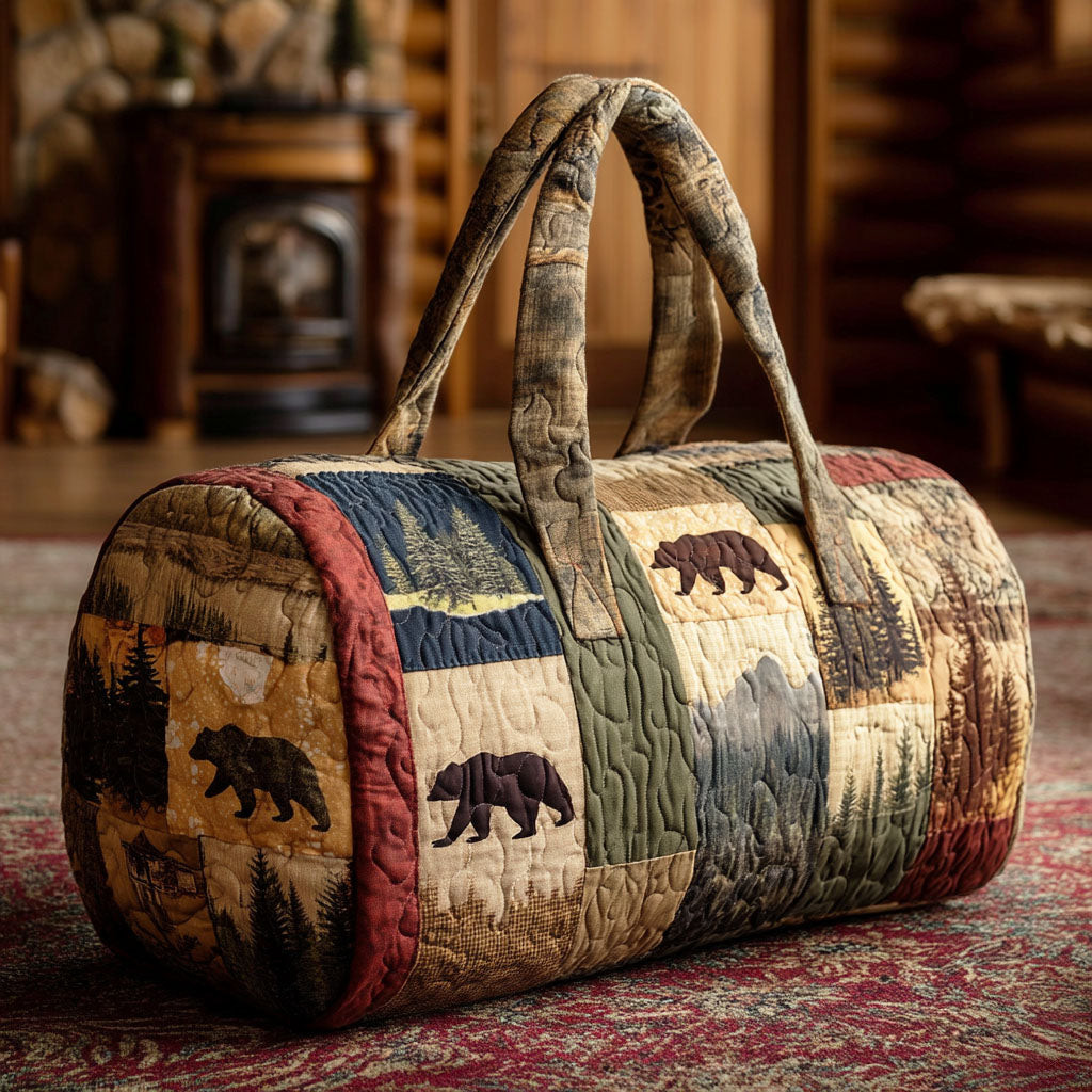 Wildlife Bear Quilted Duffle Bag Camping Travel Gear Best Gift For Nature Lovers