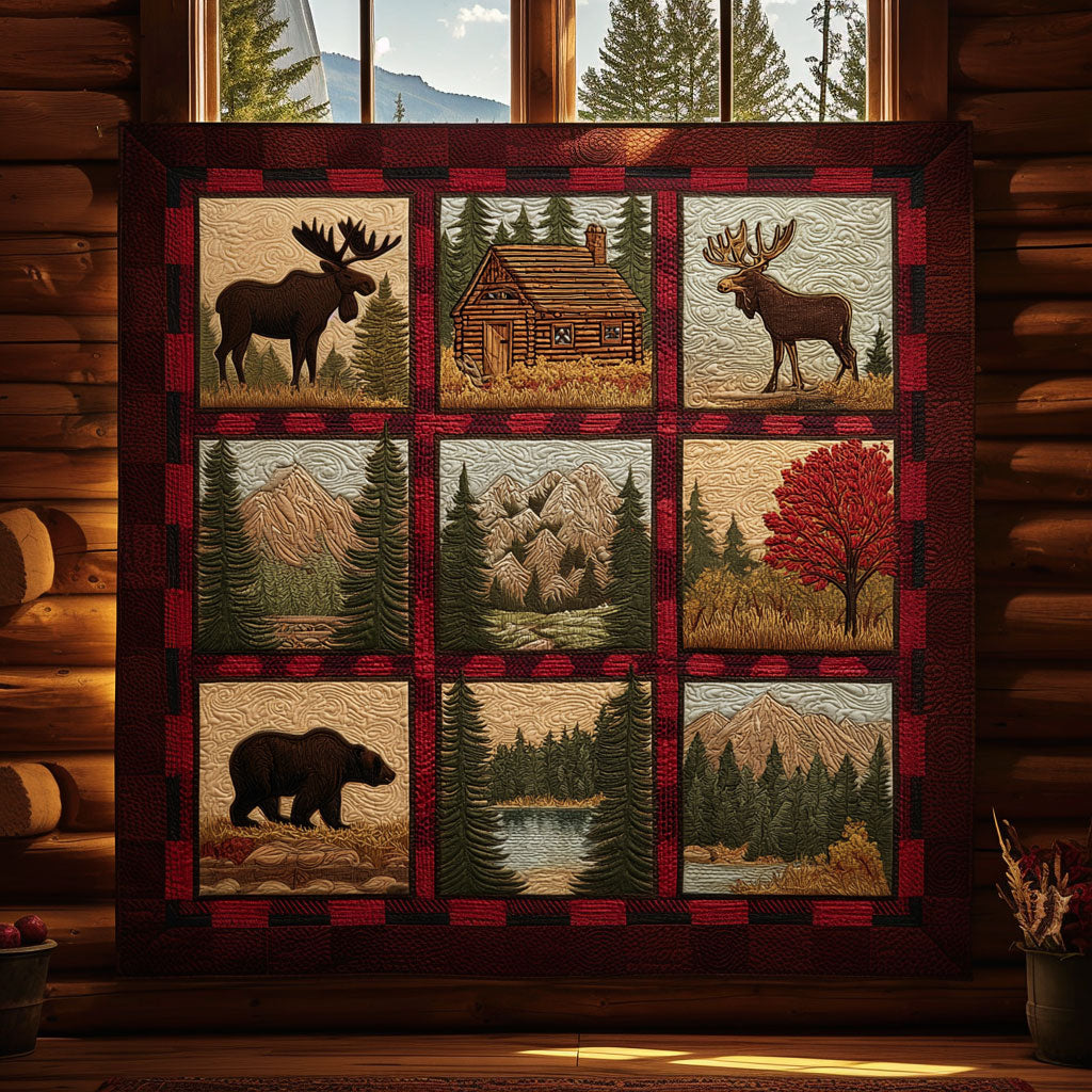 Wildlife Cabin Quilt Unique Holiday Gift Idea with Quilt Blanket