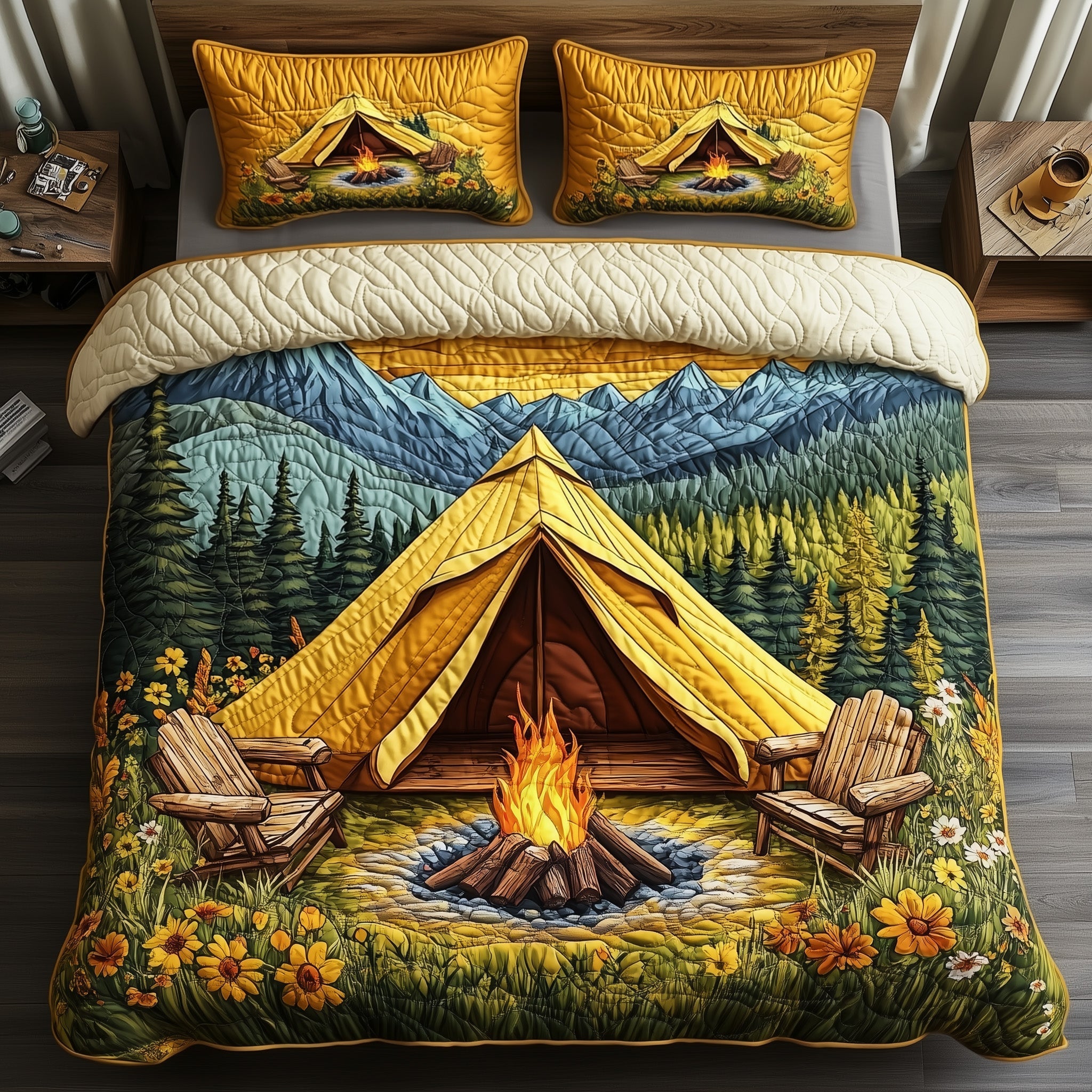 Wildlife Dream Quilted Bedding Set Duvet Cover Merchandise Camping Gifts For Friends