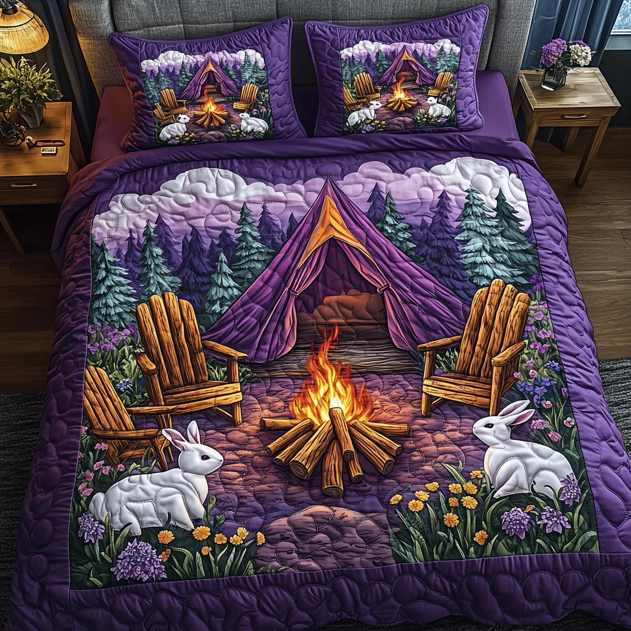 Wildlife Dream Quilted Bedding Set Duvet Cover Merchandise Great Presents For Camping Lovers