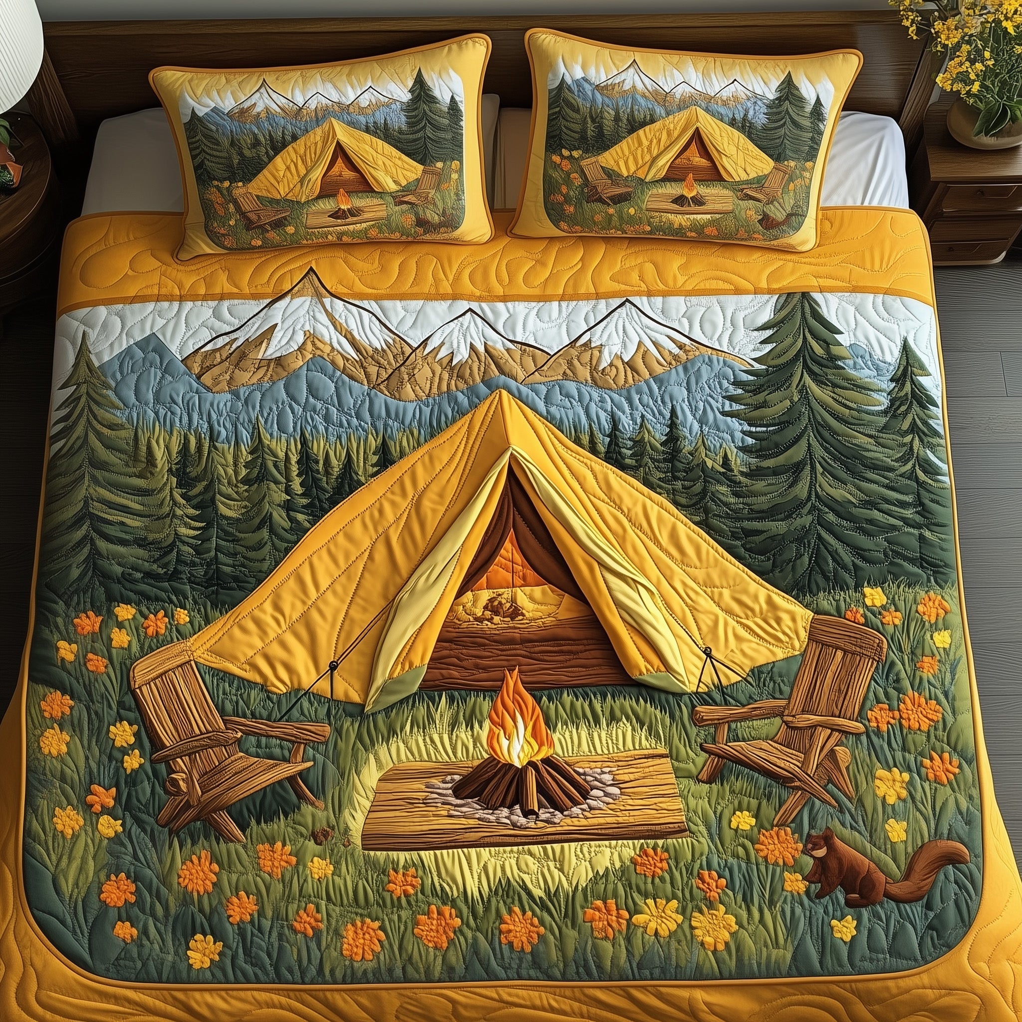 Wildlife Dream Quilted Bedding Set Duvet Cover Merchandise Unique Ralated Camping Gifts