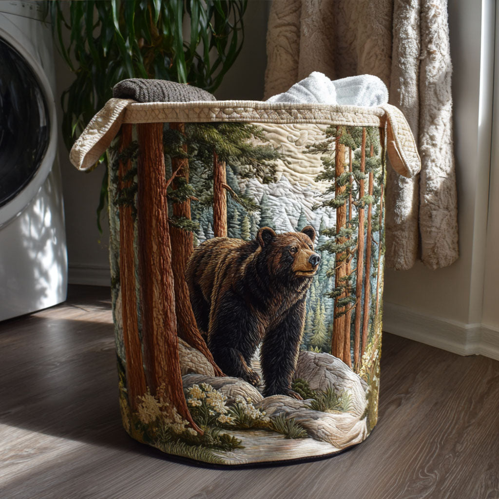 Wildwood Brown Quilted Laundry Basket High-Quality Quilted Laundry Hamper for Family Use