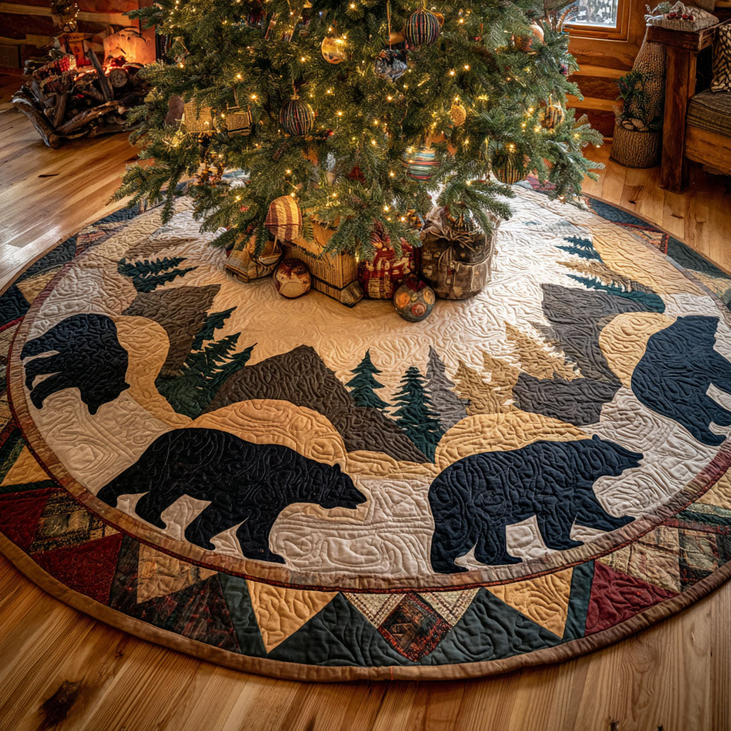 Wildwood Circle Christmas Quilted Tree Skirt Unique Holiday Gift Idea with Quilted Tree Skirt