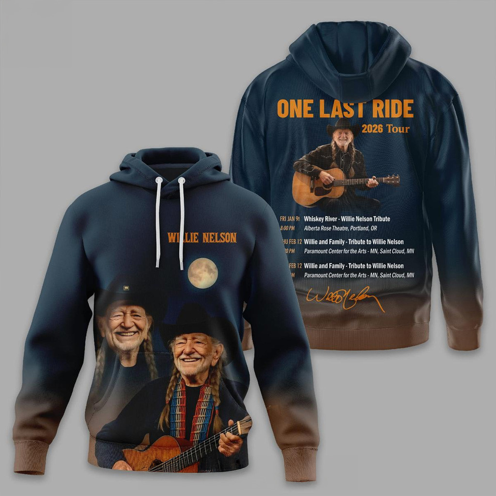 Willie Nelson One Last Ride 2026 Tour Hoodie Willie Nelson Merch Gifts For Father