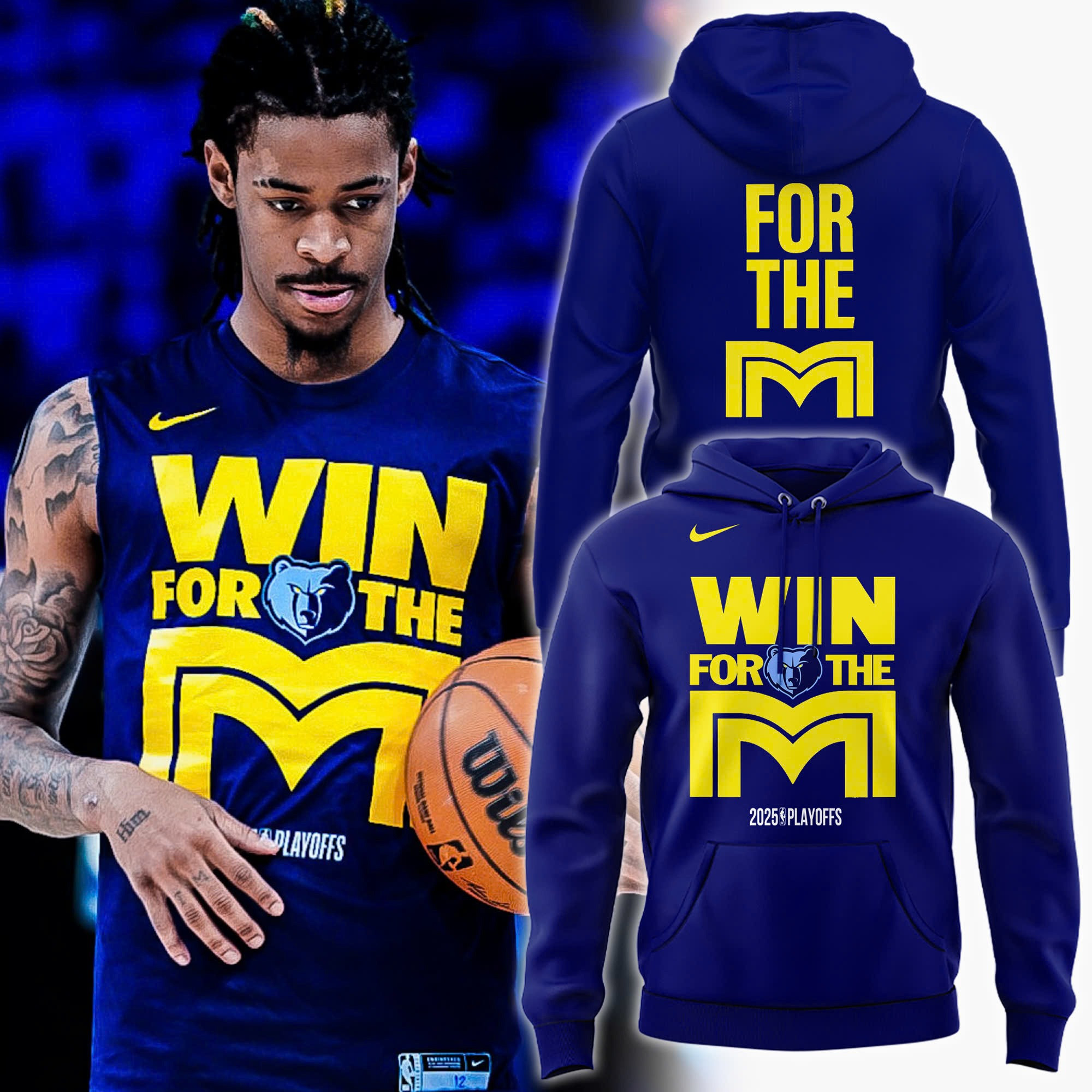 Win For The M Memphis Grizzlies Hoodie NBA 2025 Playoffs Merch Basketball Fan Gifts