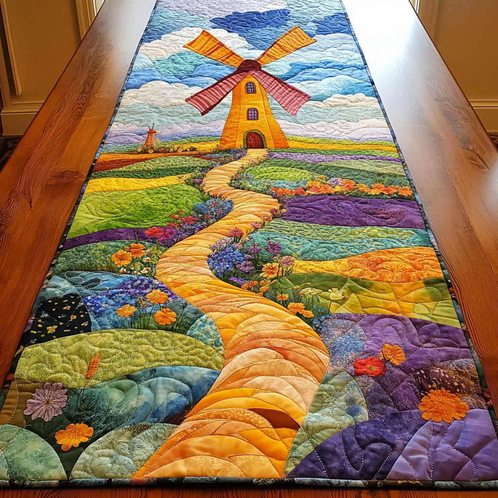 Wind Flow Quilted Table Runner Dining Table Ideas Christmas Gifts For Wolf Lovers