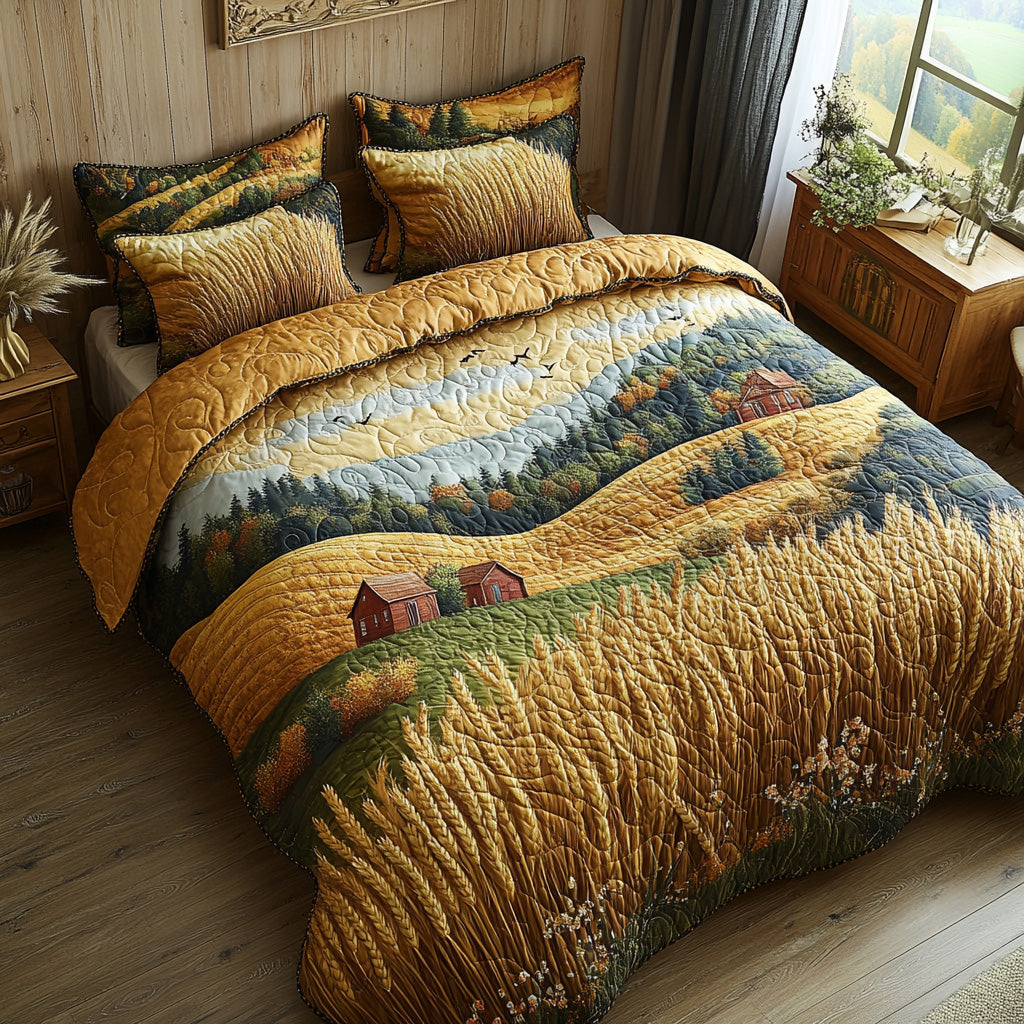 Wind in Wheat Quilted Bedding Set Bedroom Decor Ideas Best Autumn Gifts