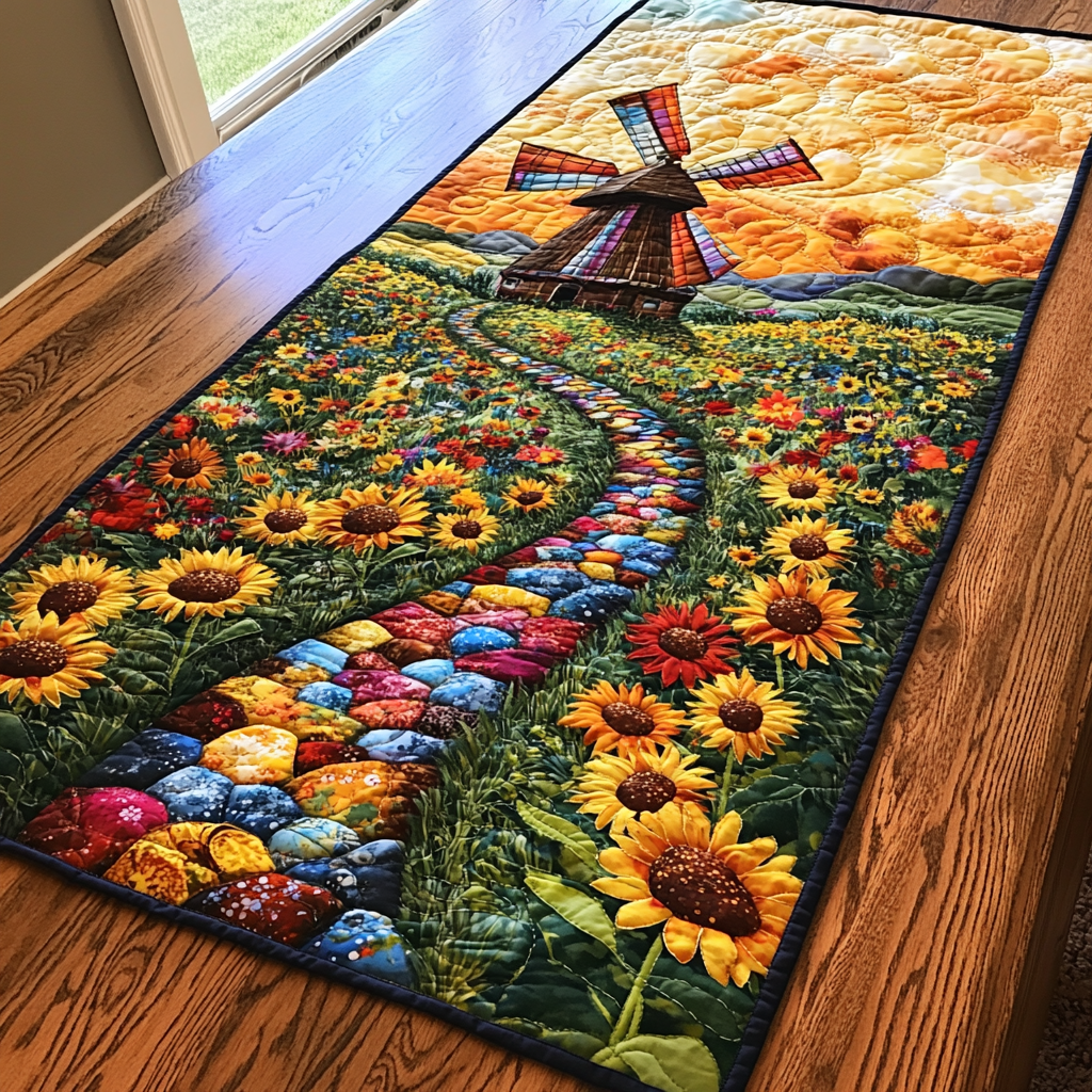 Wind Power Quilted Table Runner Dining Table Decor Ideas Wolf Presents For Men