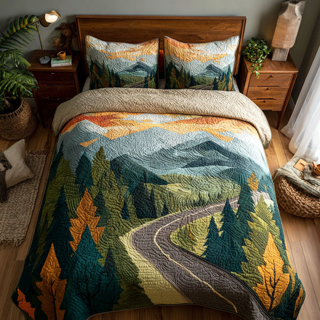 Winding Road Quilted Bedding Set Forest Bedroom Decor Ideas Christmas Gifts For Wife 2025