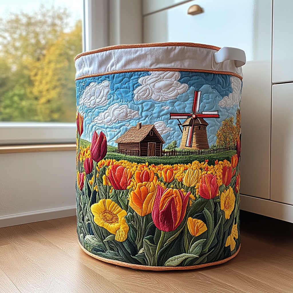Windmill Dream Quilted Laundry Basket Gift Idea For Busy Families