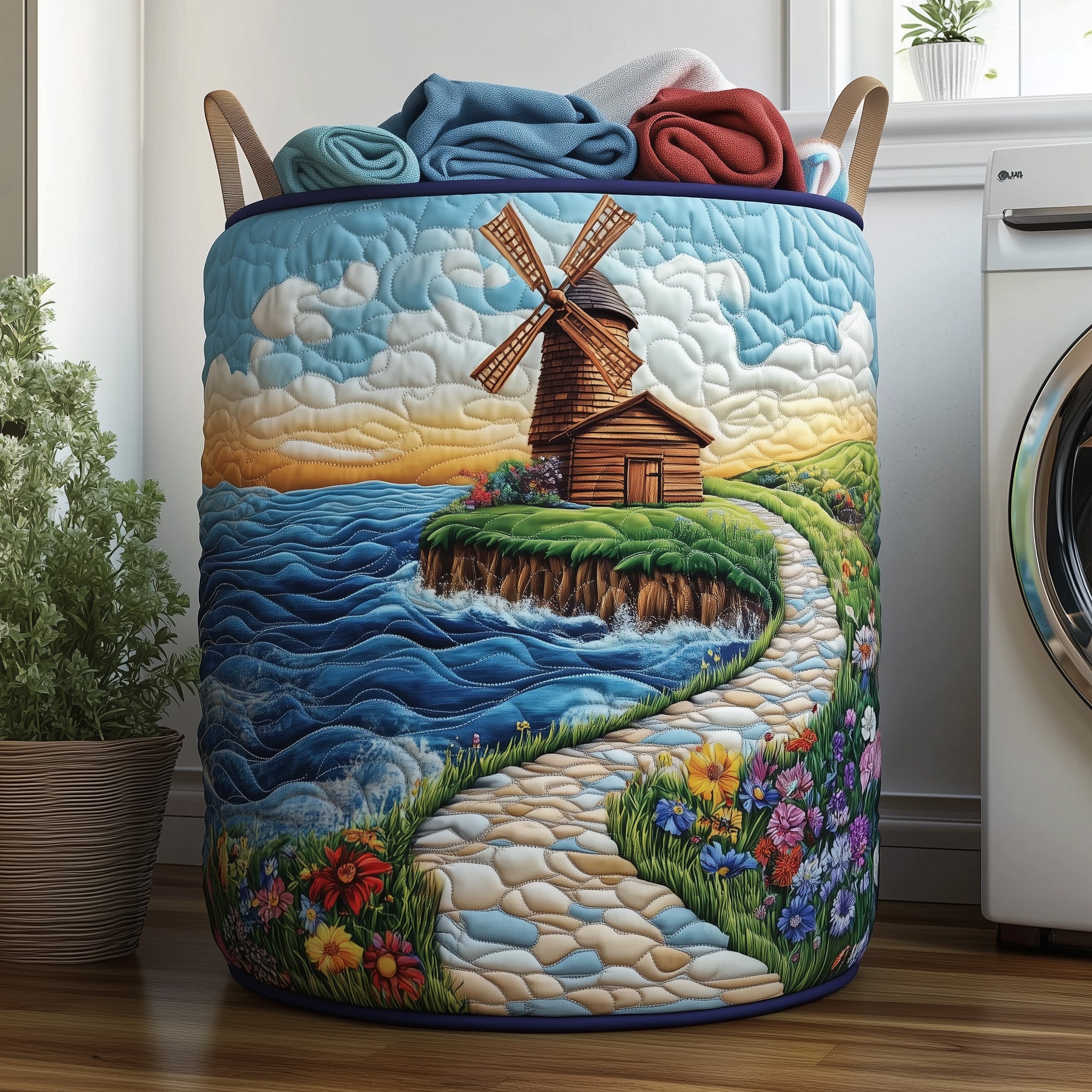 Windmill Dreams Quilted Laundry Basket Best Gifts For Farmers