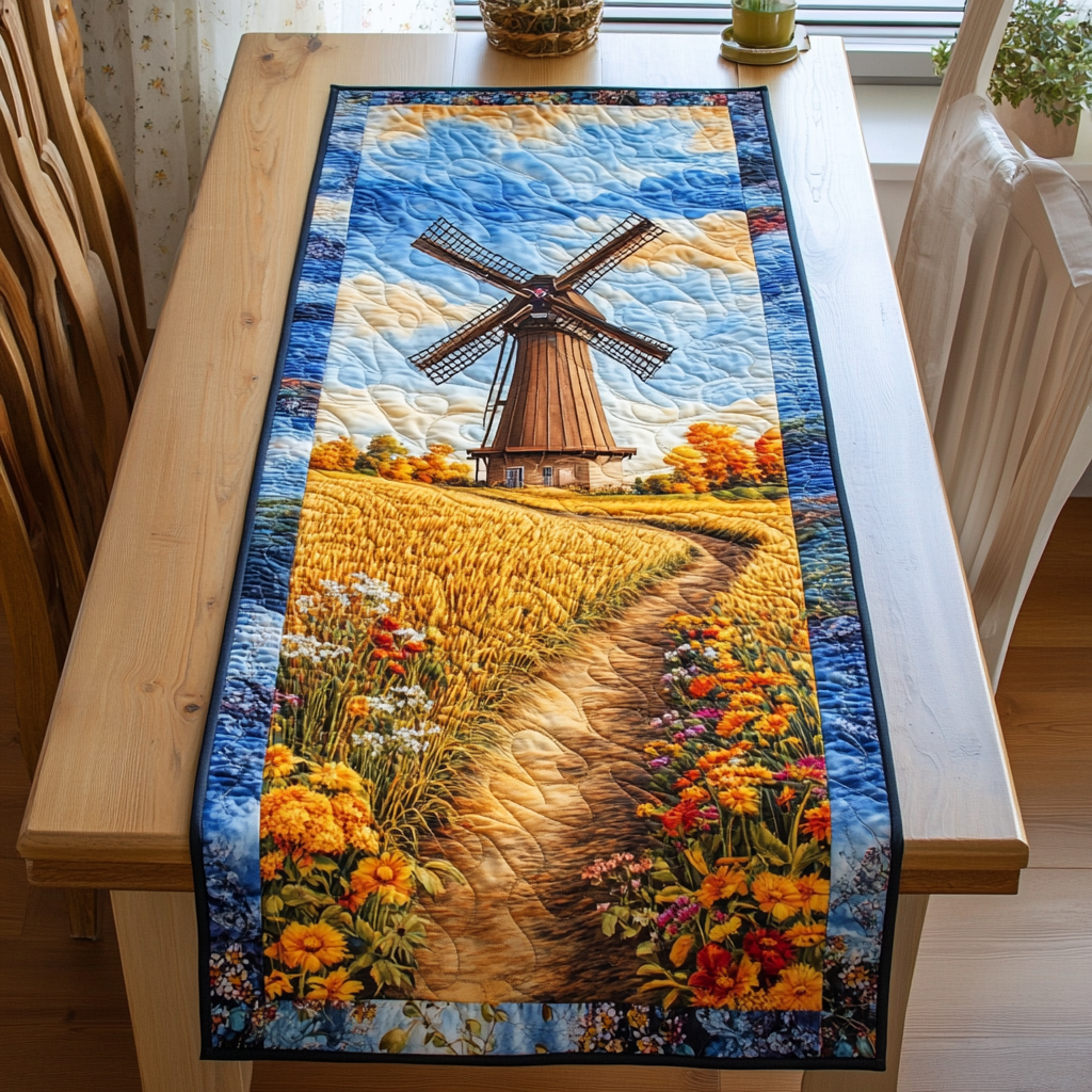 Windmill Dreams Quilted Table Runner Dining Room Table Decor Mother In Law Christmas Gift