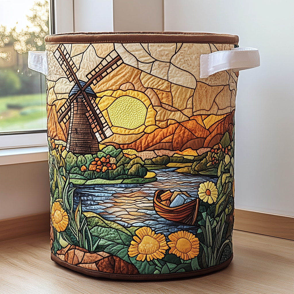 Windmill Field Quilted Laundry Basket Anniversary Merch Gift