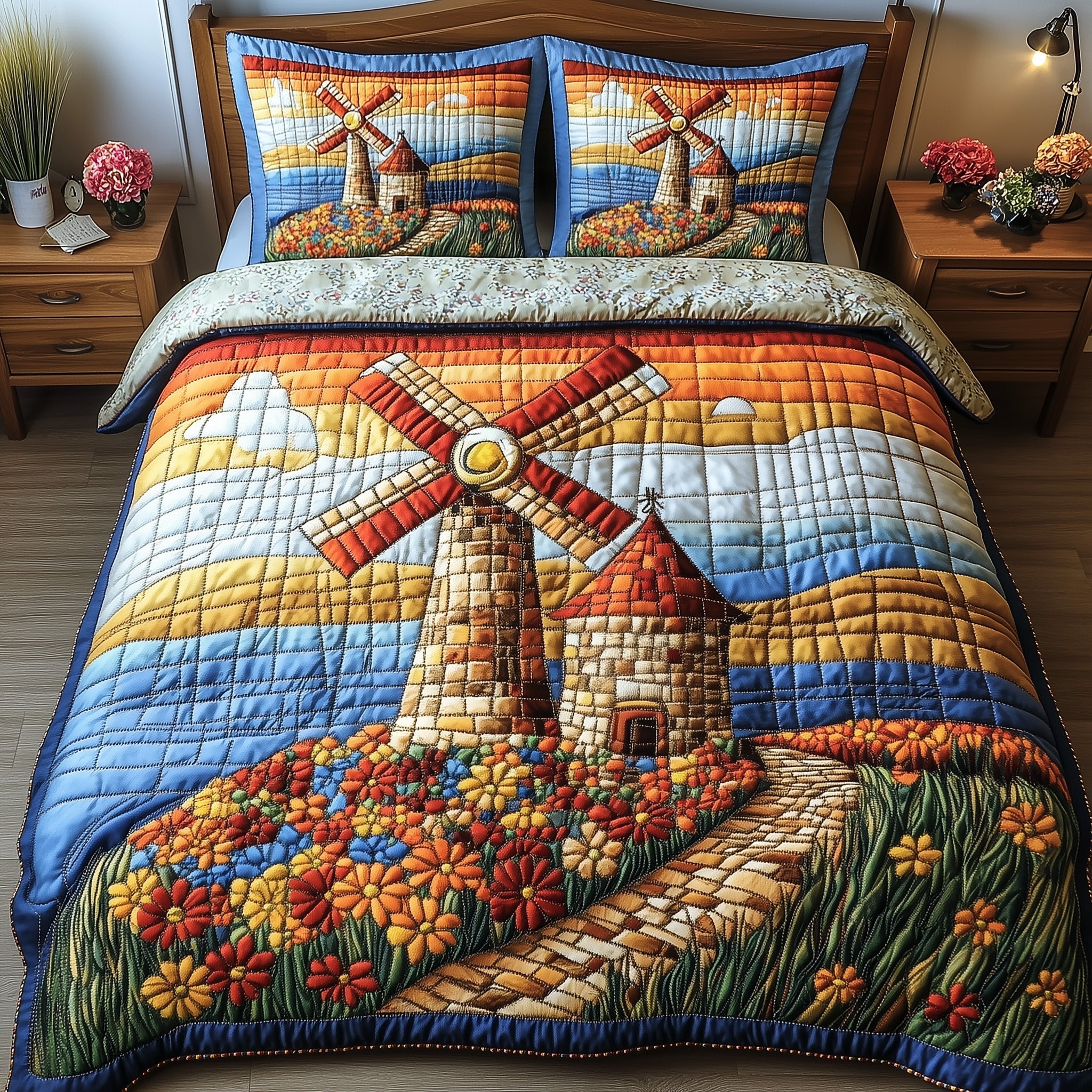 Windmill Quilted Bedding Set Duvet Cover Merchandise Thoughtful Housewarming Gifts