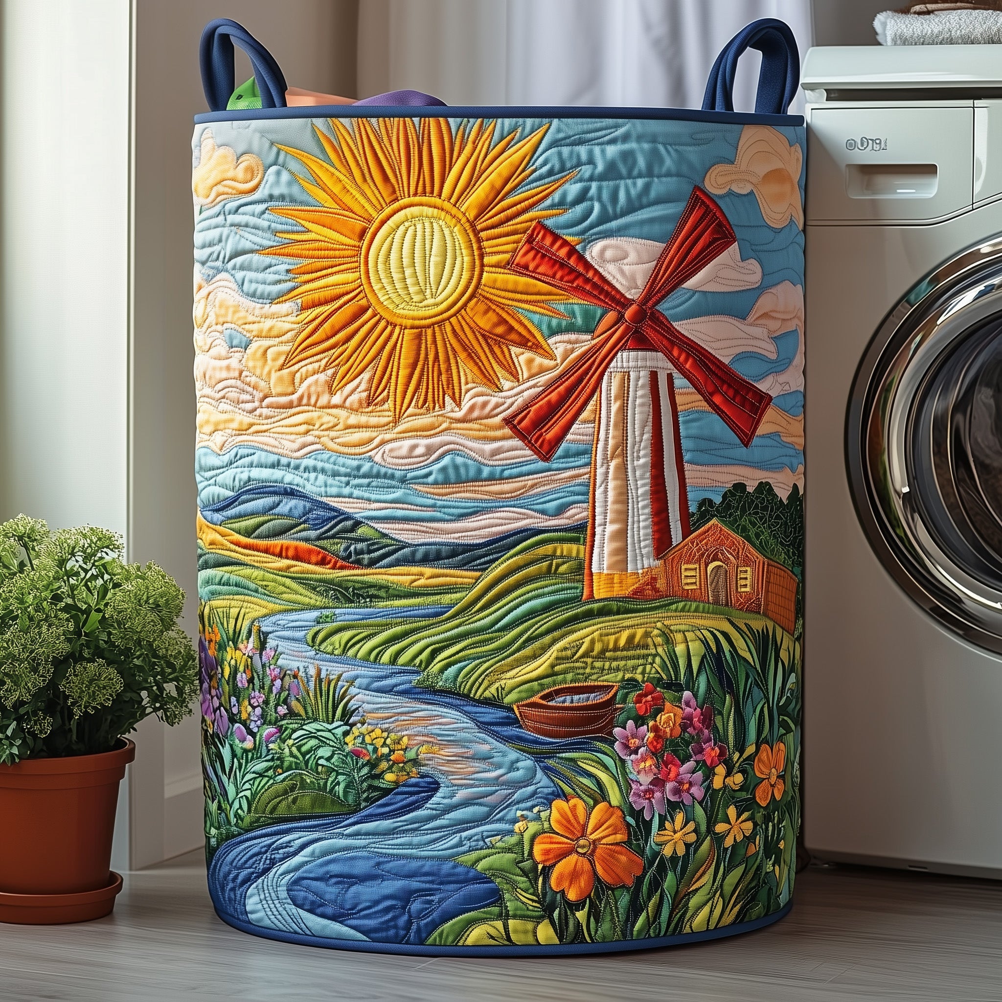 Windmill Quilted Laundry Basket Best Presents For Famer Family