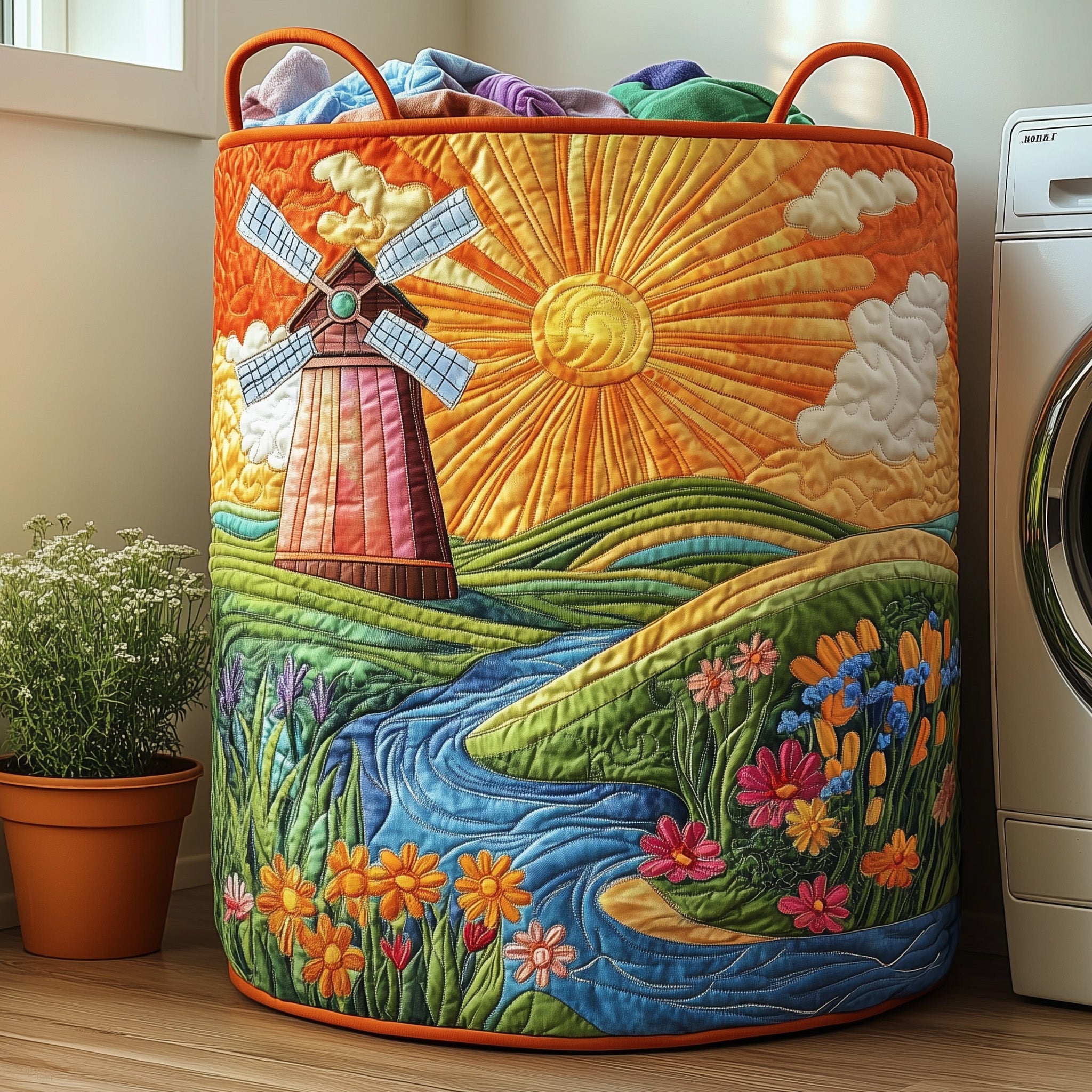 Windmill Quilted Laundry Basket Christmas Gifts For The Farmer
