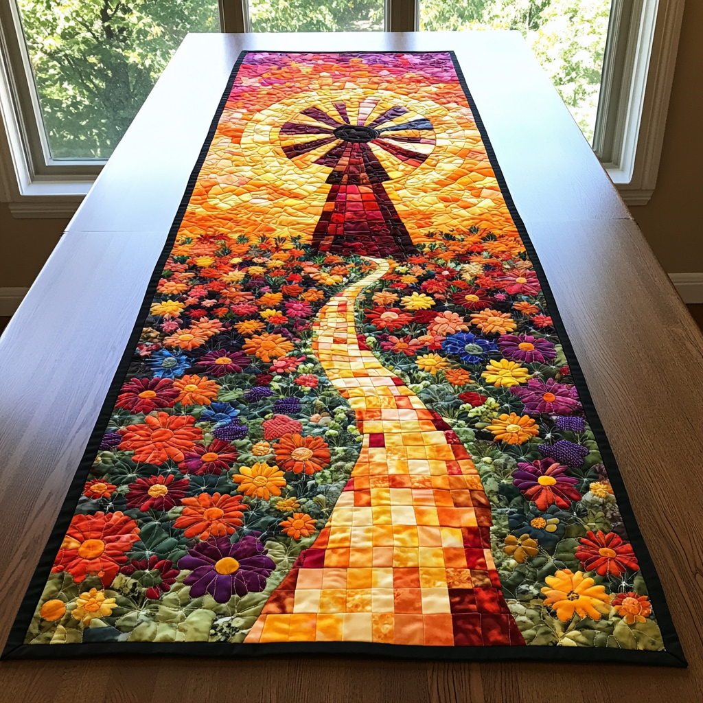 Windmill Wonder Quilted Table Runner Dining Table Decor Great Family Gifts