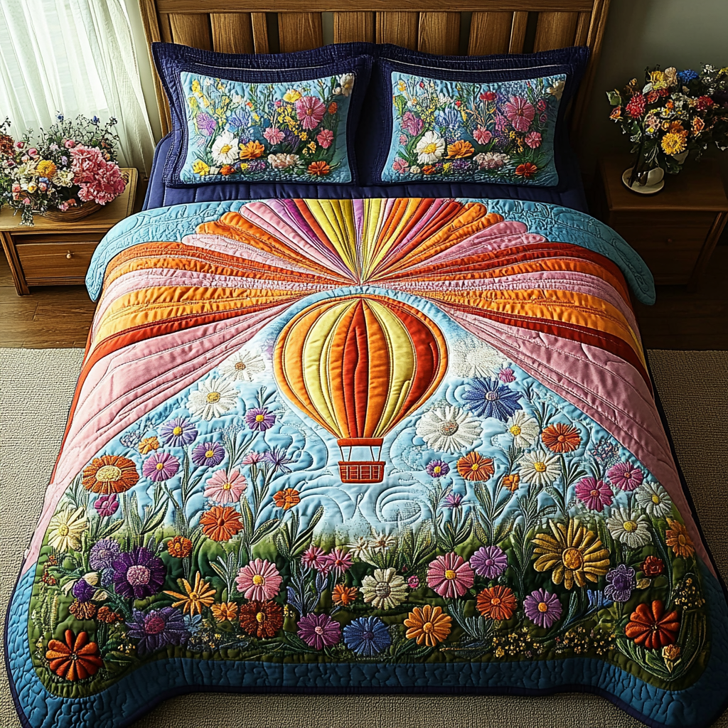 Winds Of Wonder Quilted Bedding Set Luxury Comforter Gift Set for Him or Her