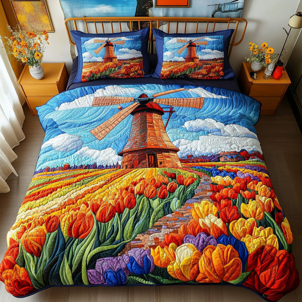 Windswept Blooms Quilted Bedding Set Bed Room Decoration Family Gift Ideas