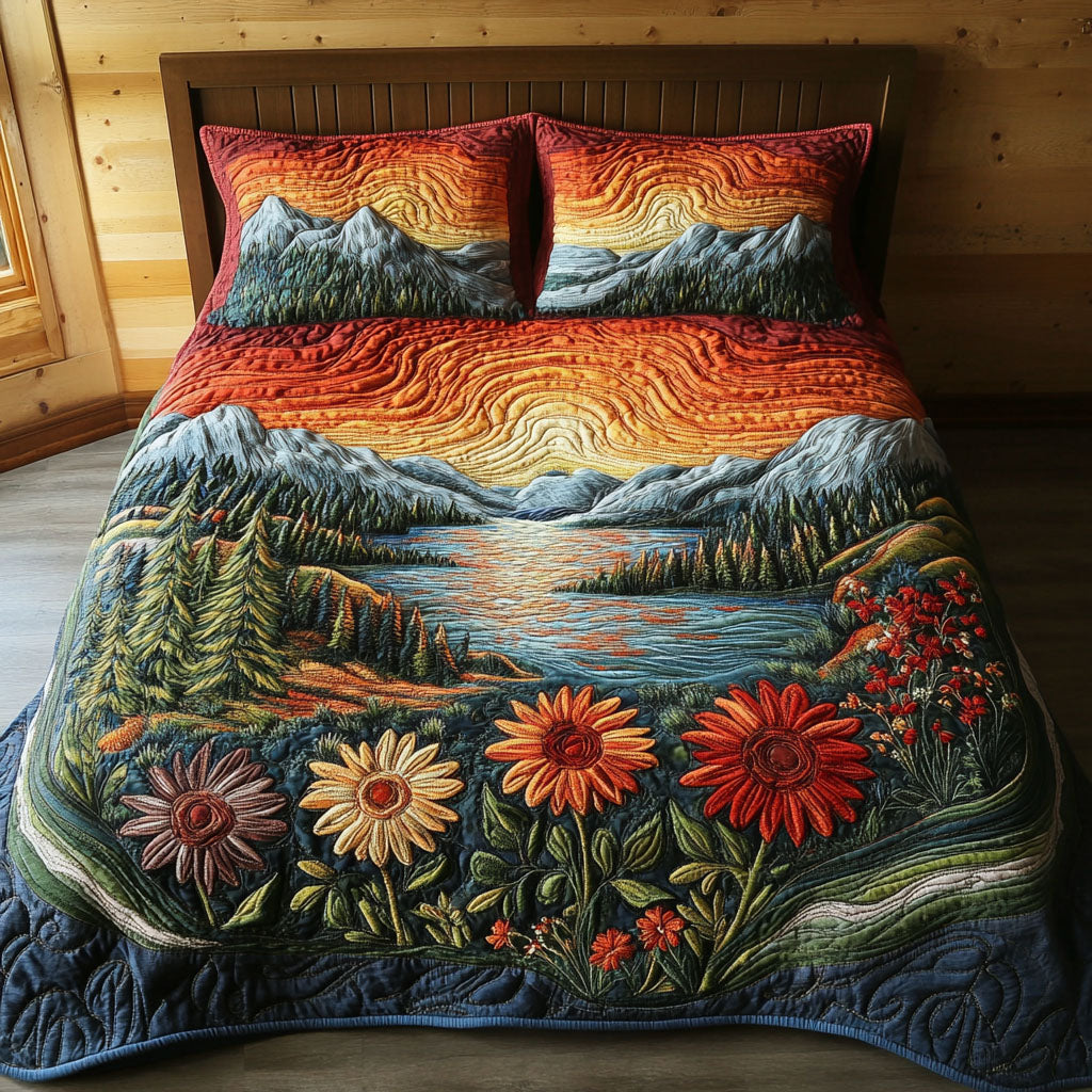 Windswept Orchard Quilted Bedding Set Cool Bedroom Decor Gift For Mid Autumn Festival