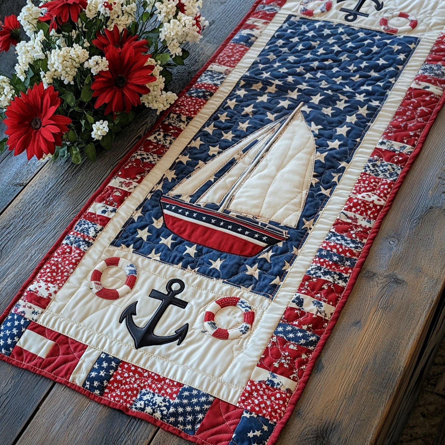 Windward Path Quilted Table Runner Dining Table Ideas Marine Anchor Gifts