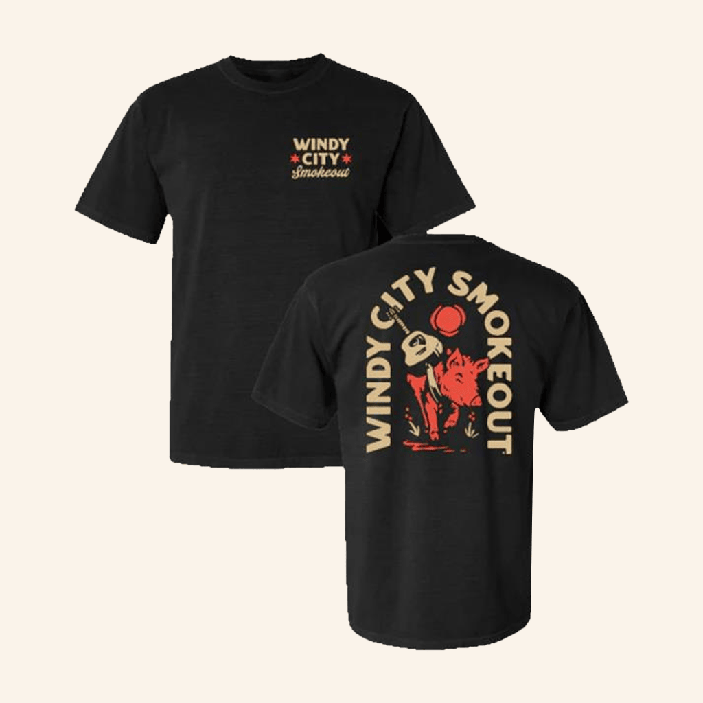 Windy City Smokeout Merch Black Pig T-Shirt Present For Husband