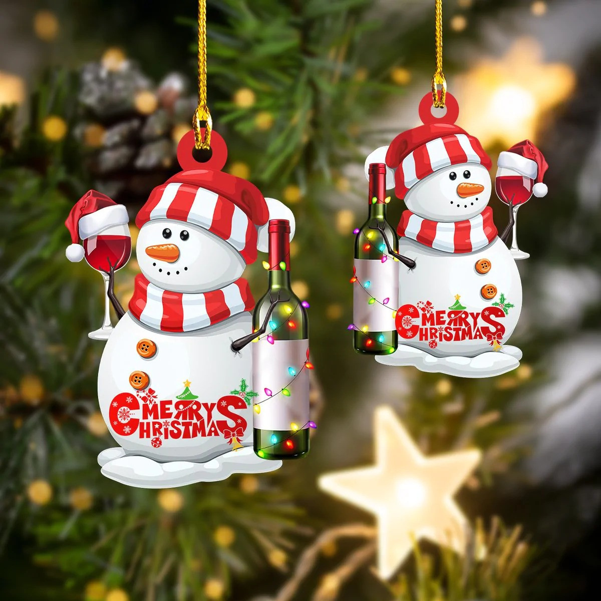 Wine Drinking Snowman Ornament Snowman Christmas Tree Ornaments Gift