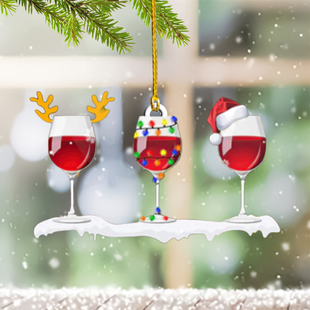 Wine Glass Ornament 2024 Wine Glass Christmas Tree Ornament Decorations