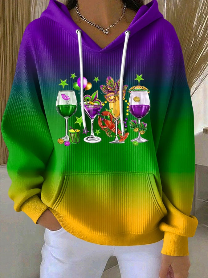 Wine Mardi Gras Waffle Hoodie New Orleans Mardi Gras Hoodie Fleur de Lis Clothing Women's