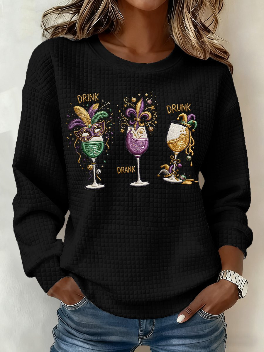 Wine Mardi Gras Waffle Sweatshirt Mardi Gras Ladies Shirts Gifts For Sister