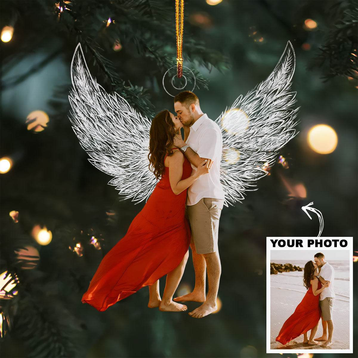 Wing Customized Your Photo Ornament Personalized Custom Photo Mica Ornament Christmas