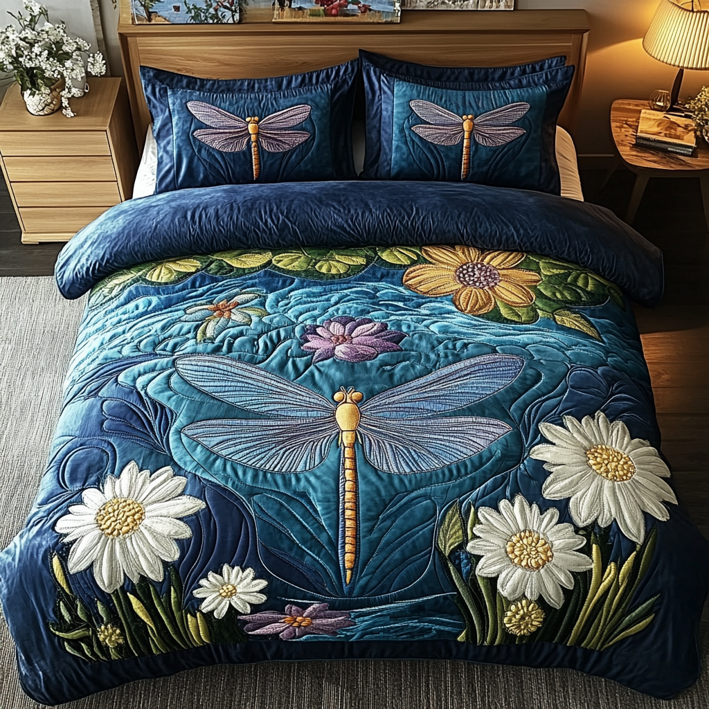 Winged Beauty Quilted Bedding Set Bed Decorations Dragonfly Gifts For Him