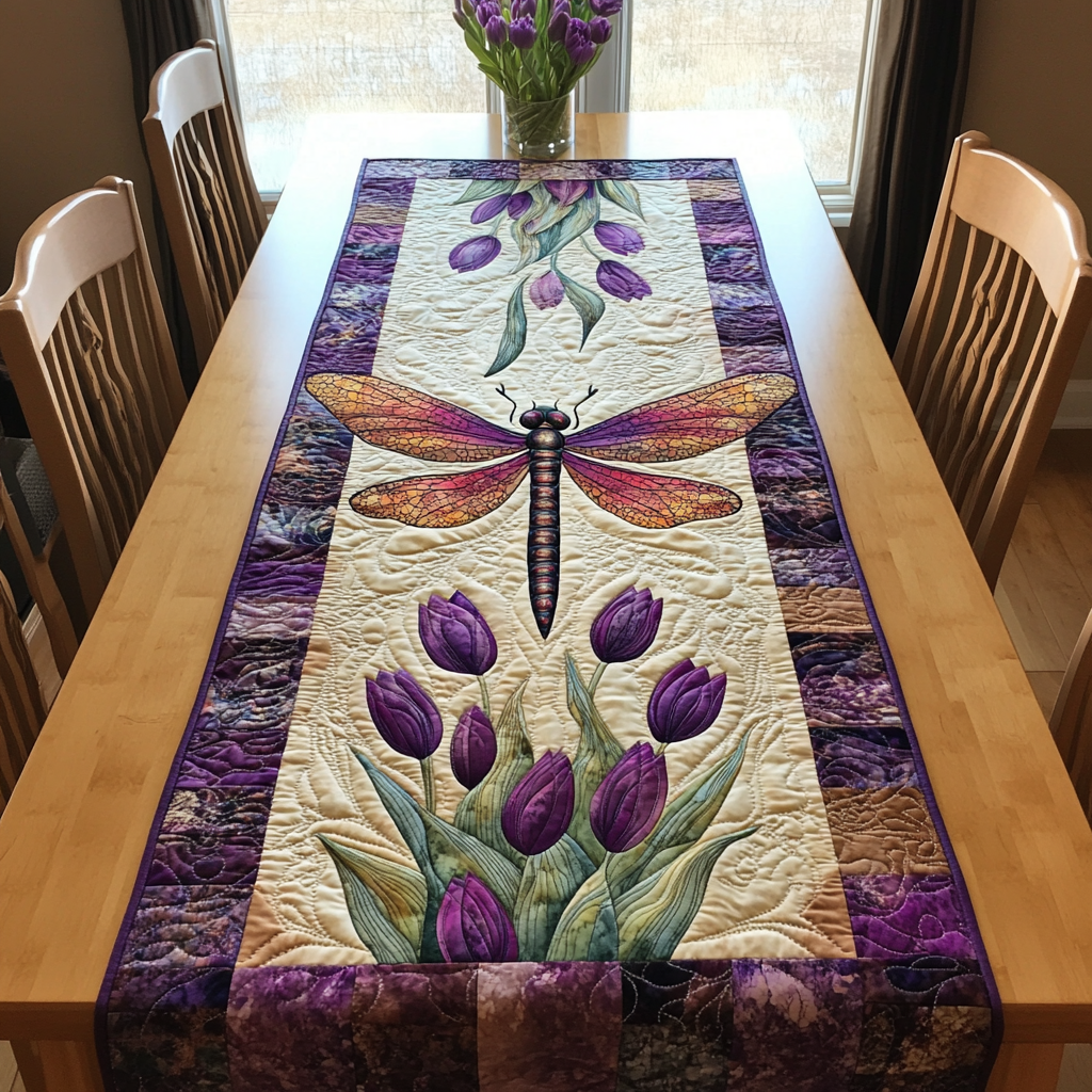 Winged Beauty Quilted Table Runner Dining Room Table Decor Ideas Dragonfly Mother's Day Gifts