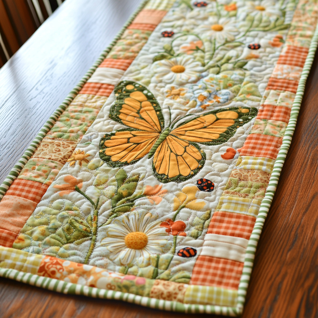 Winged Beauty Quilted Table Runner Dining Room Table Runner Decor Items Stuff For Butterfly Lovers