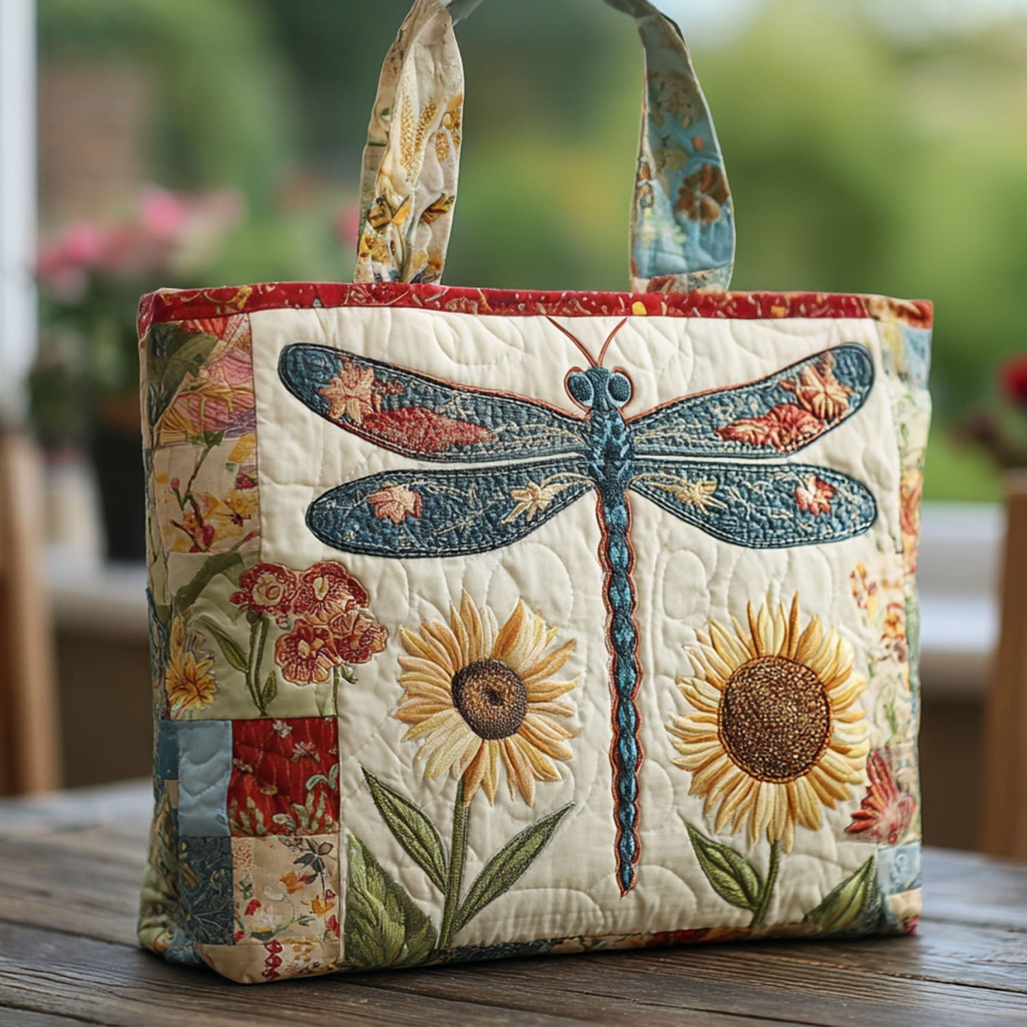 Winged Bloom Quilted Tote Bag Great Dragonfly Lover Gift Ideas