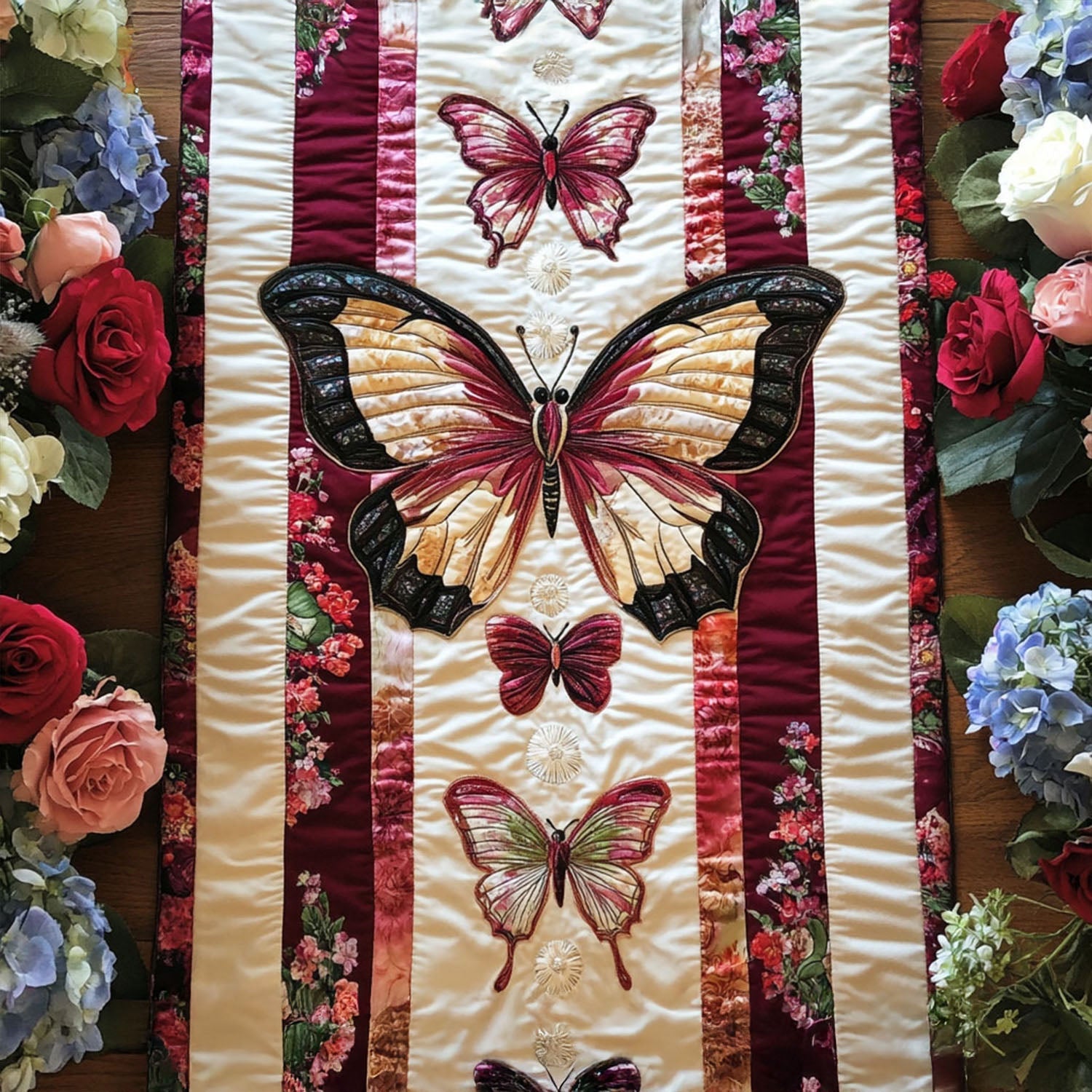 Winged Elegance Quilted Table Runner Kitchen Table Decor Ideas Novelty Butterfly Presents