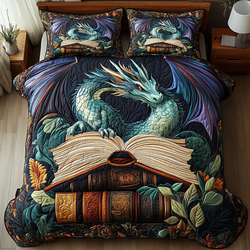Winged Fury Quilted Bedding Set Bedroom Decor Birthday Presents For Dragon Lovers