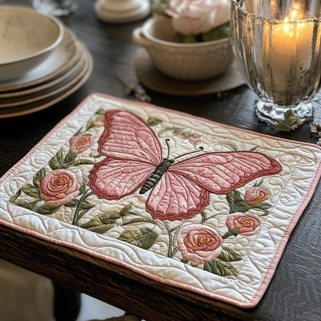 Winged Grace Quilted Place Mat Dining Room Decor Gifts For The Flower Lover