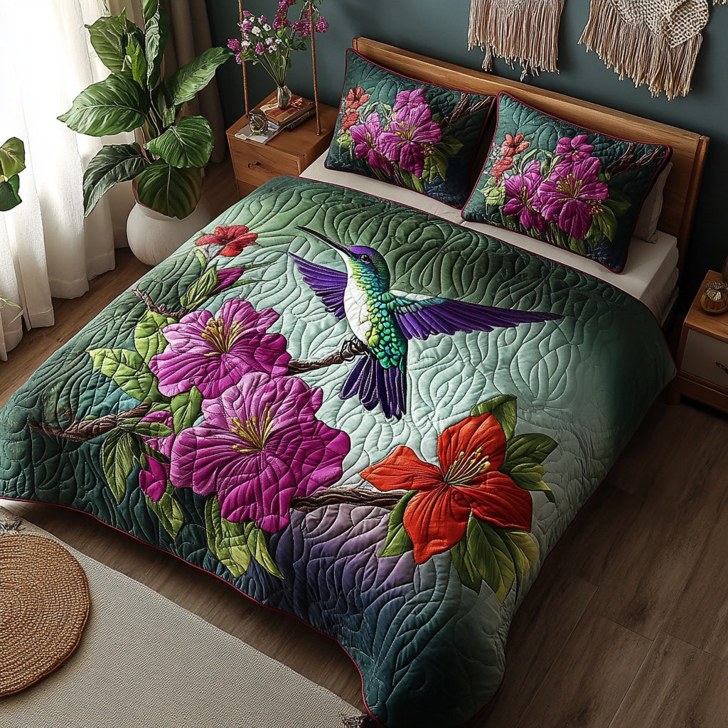 Winged Joy Quilted Bedding Set Holiday Season Duvet Cover Set Hummingbird Gifts For Grandma