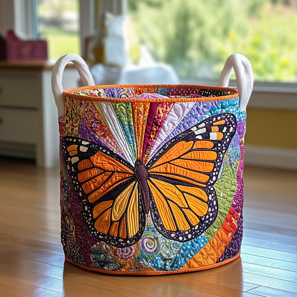 Winged Radiance Quilted Laundry Basket Thanksgiving Merch Gift
