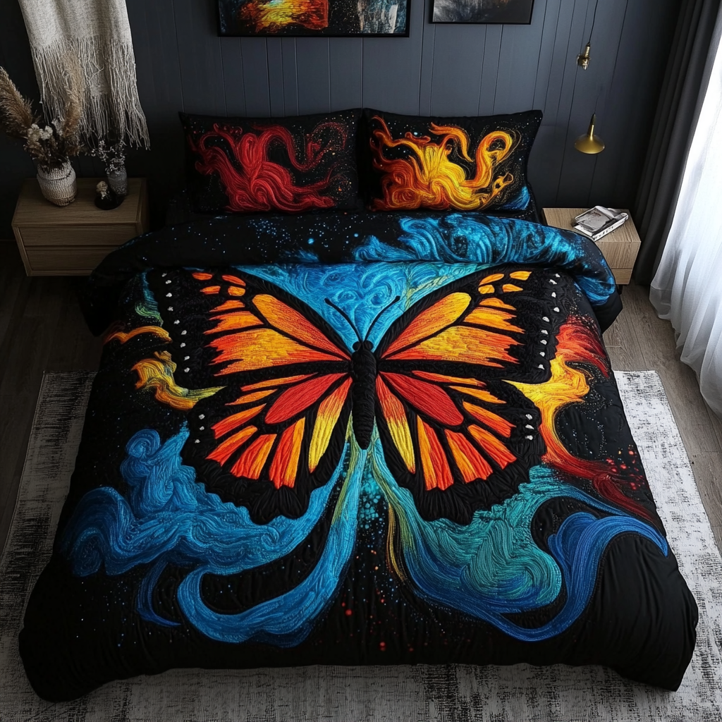 Winged Whimsy Quilted Bedding Set Beautiful Printed Bedding Set for Home Aesthetics